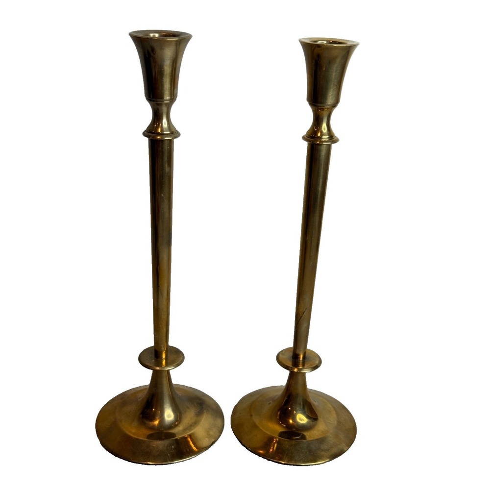 Solid & Sturdy 11" Vintage Dirigold Brass Candlestick Holders Set of Two
